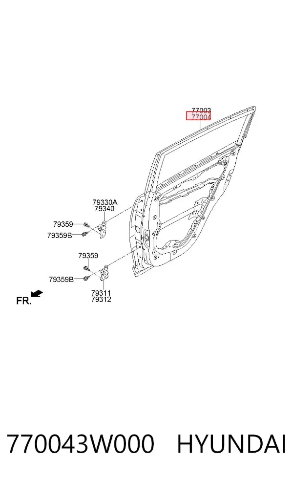 Drzwi tylne prawe 770043W000 Hyundai/Kia