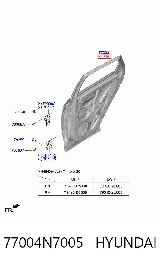 Drzwi tylne prawe 77004N7005 Hyundai/Kia