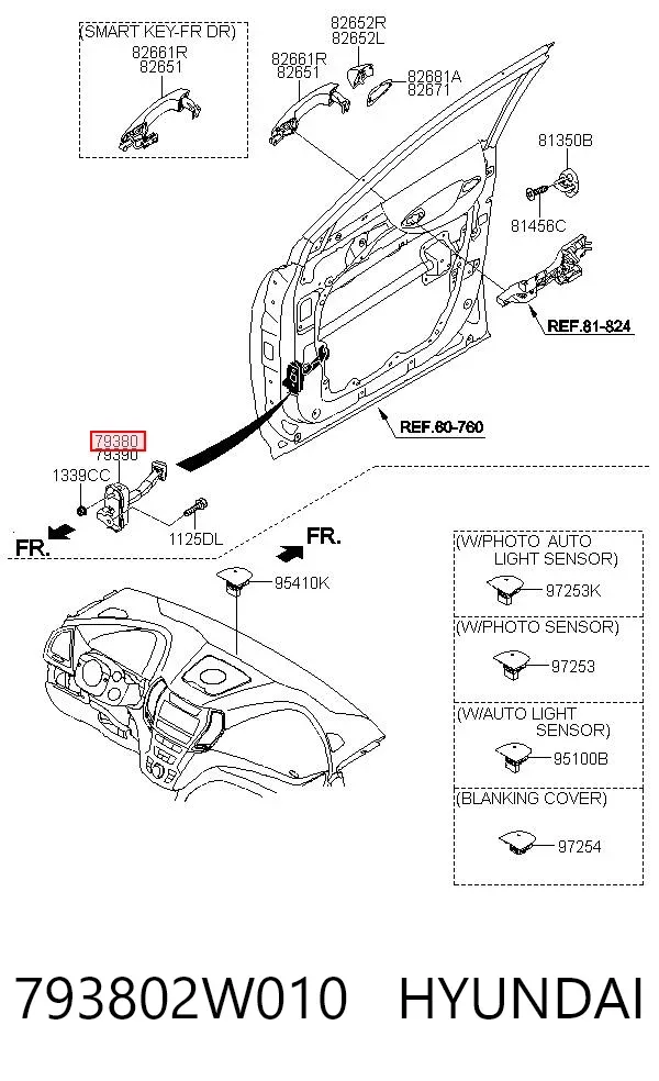 Ogranicznik drzwi przedni lewy 793802W010 Hyundai/Kia