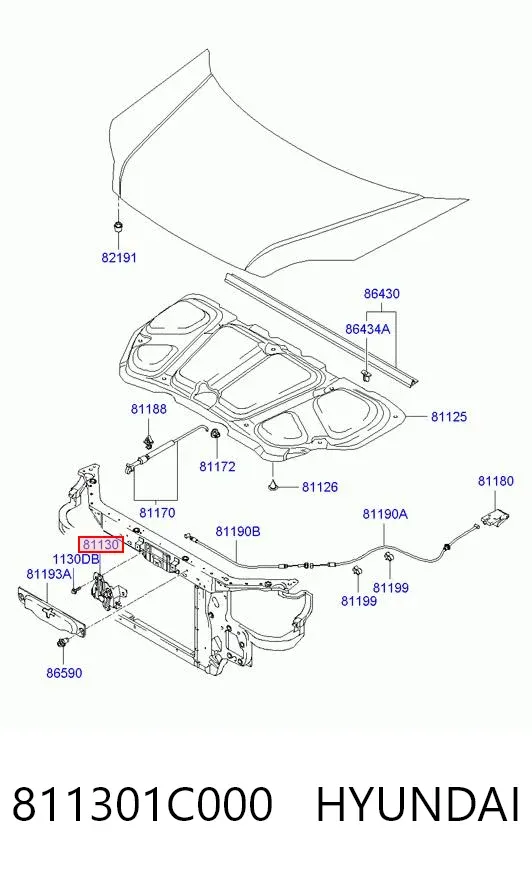 Zamek maski Hyundai Getz 