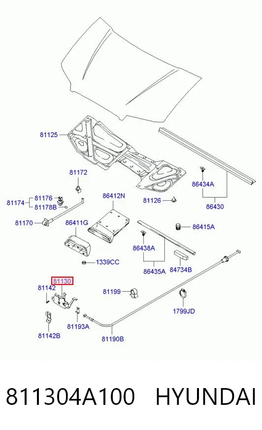 Zamek maski Hyundai H-1 STAREX Starex