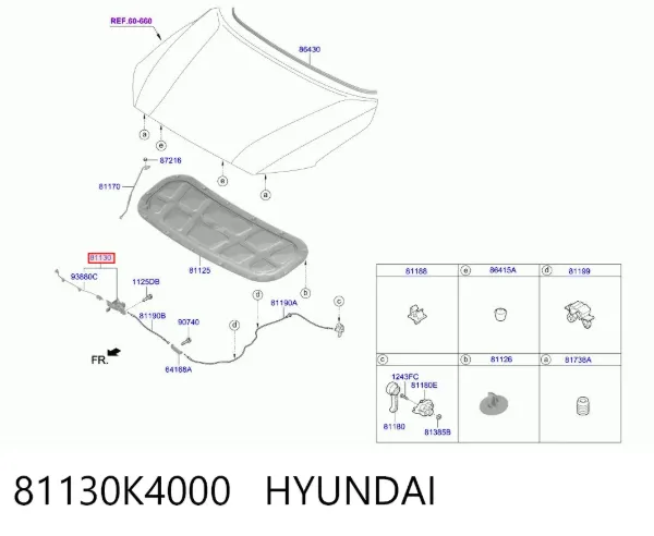 Zamek maski Hyundai KONA OS