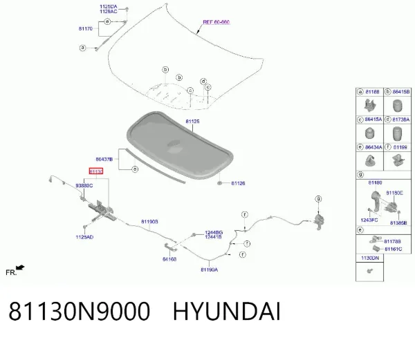 Zamek maski 81130N9000 Hyundai/Kia