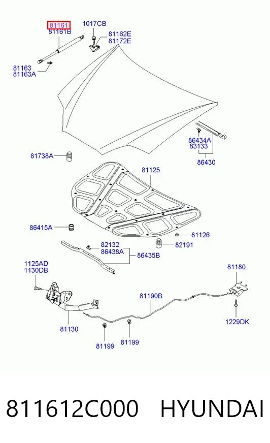 Amortyzator maski 811612C000 Hyundai/Kia