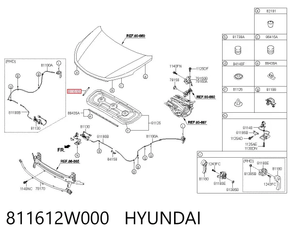 Amortyzator maski 811612W000 Hyundai/Kia