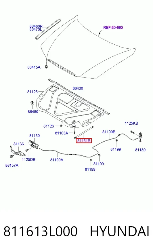 Amortyzator maski 811613L000 Hyundai/Kia