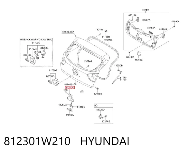 Zamek klapy bagażnika (3/5 drzwi tylnych) 812301W210 Hyundai/Kia