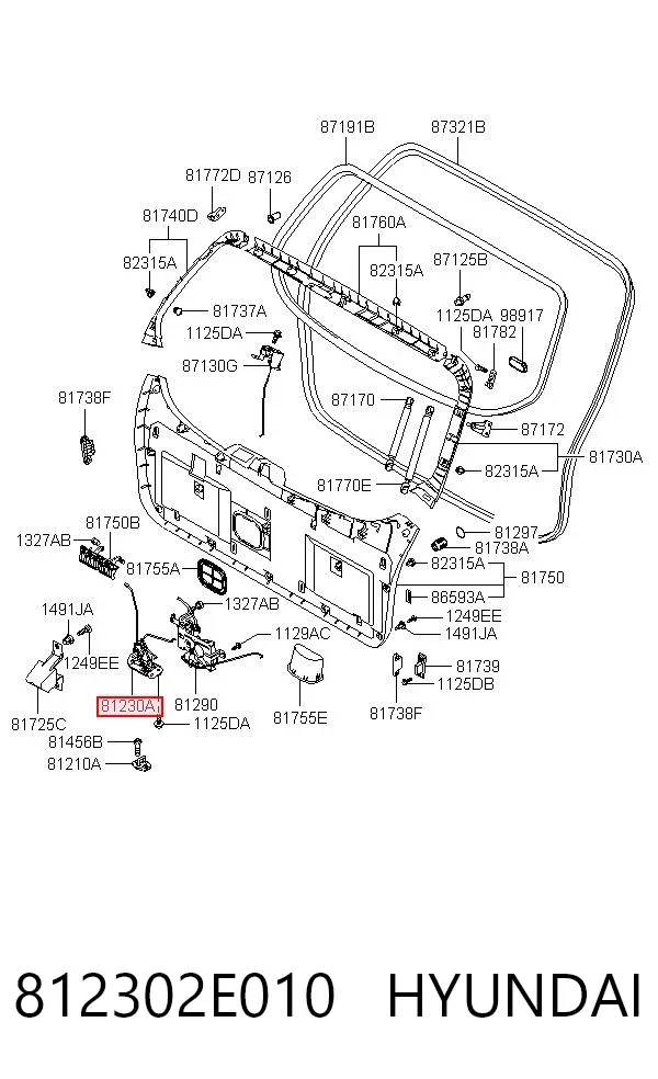 Zamek klapy bagażnika (3/5 drzwi tylnych) 812302E010 Hyundai/Kia