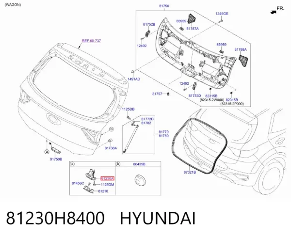 Zamek klapy bagażnika (3/5 drzwi tylnych) 81230H8400 Hyundai/Kia