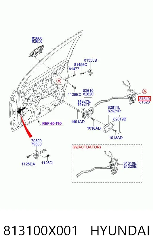 Zamek drzwi przednich lewych Hyundai I10 PA