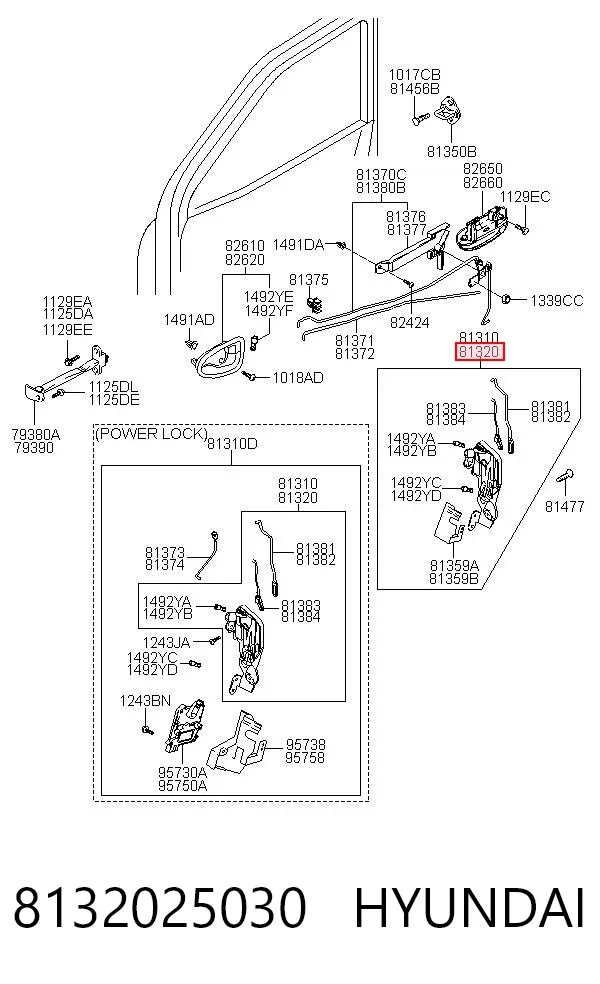 Zamek drzwi przednich prawych Hyundai Accent II