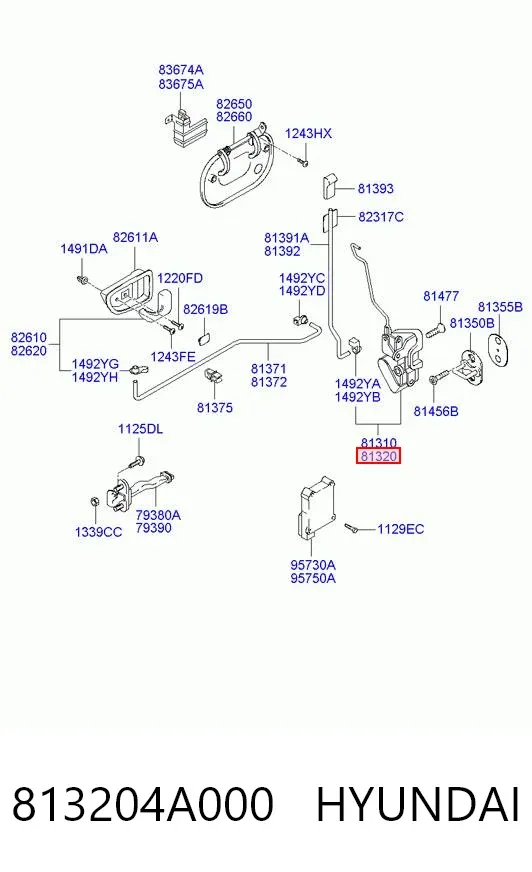 Zamek drzwi przednich prawych Hyundai H-1 STAREX Starex