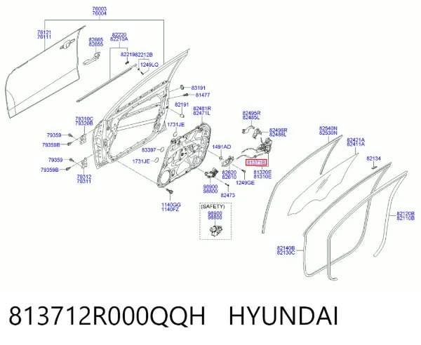 Linka (cięgno) otwierania zamka drzwi przednich 813712R000QQH Hyundai/Kia