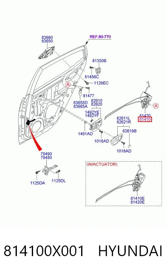 Zamek drzwi tylnych lewych Hyundai I10 PA