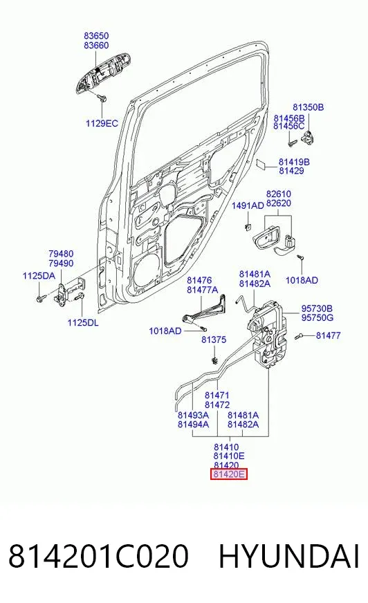 Zamek drzwi tylnych prawych Hyundai Getz 