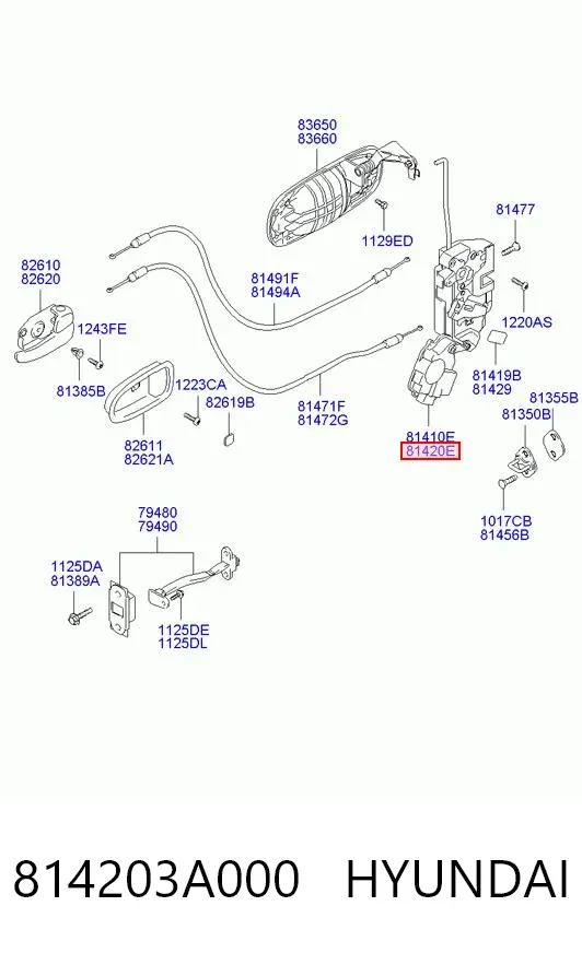 Zamek drzwi tylnych prawych Hyundai Trajet FO
