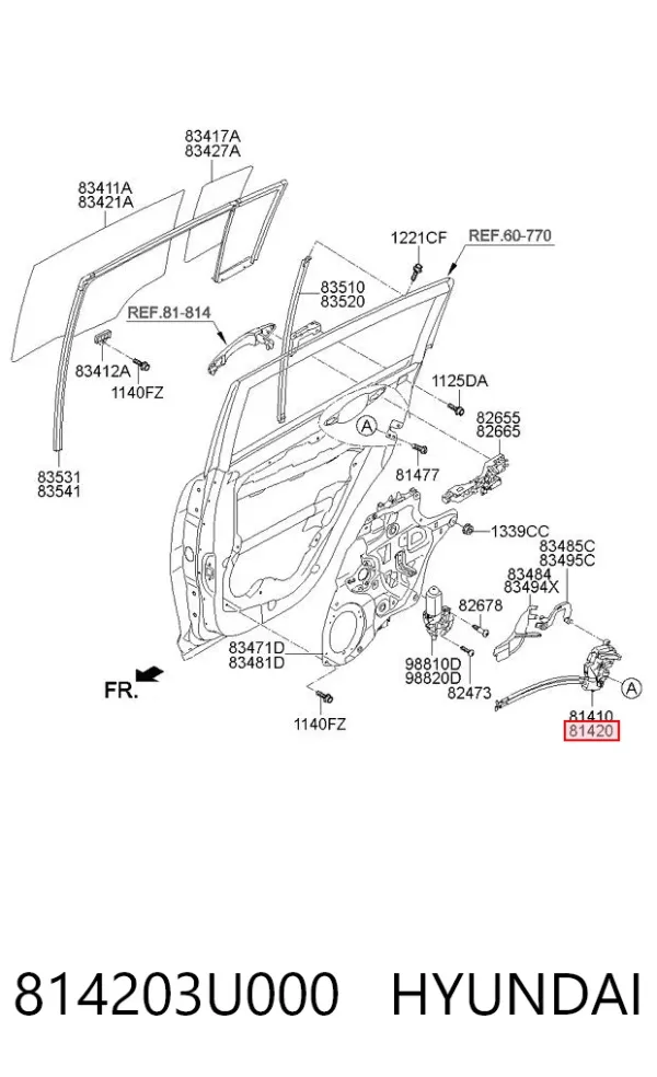 Zamek drzwi tylnych prawych KIA Sportage III