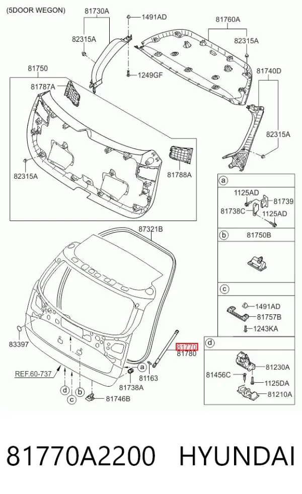 Amortyzator klapy bagażnika (3/5 drzwi-tylnych) 81770A2200 Hyundai/Kia