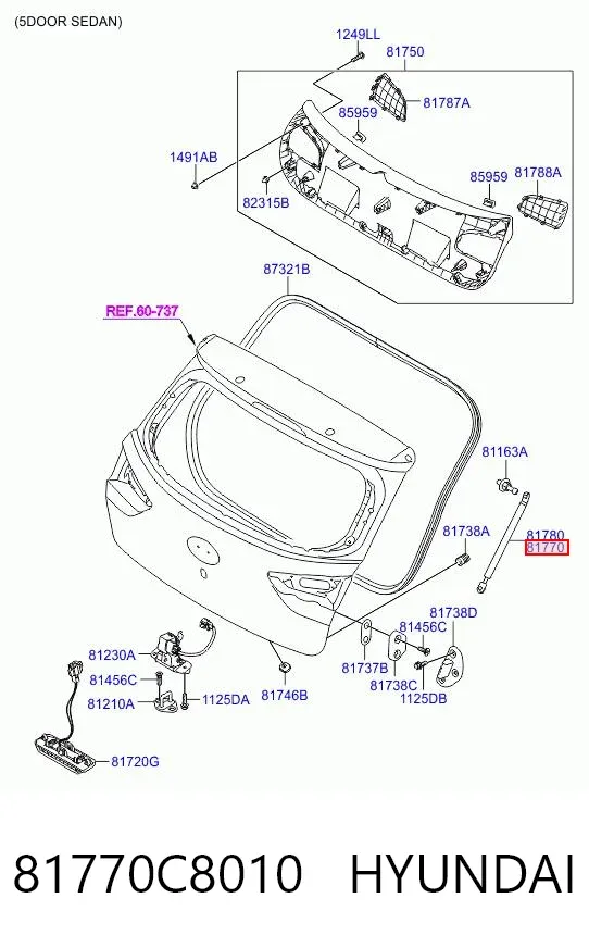 Amortyzator klapy bagażnika (3/5 drzwi-tylnych) 81770C8010 Hyundai/Kia