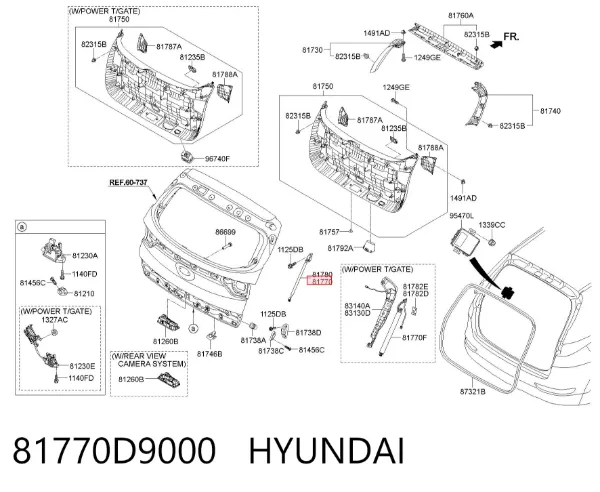 Amortyzator klapy bagażnika (3/5 drzwi-tylnych) 81770D9000 Hyundai/Kia