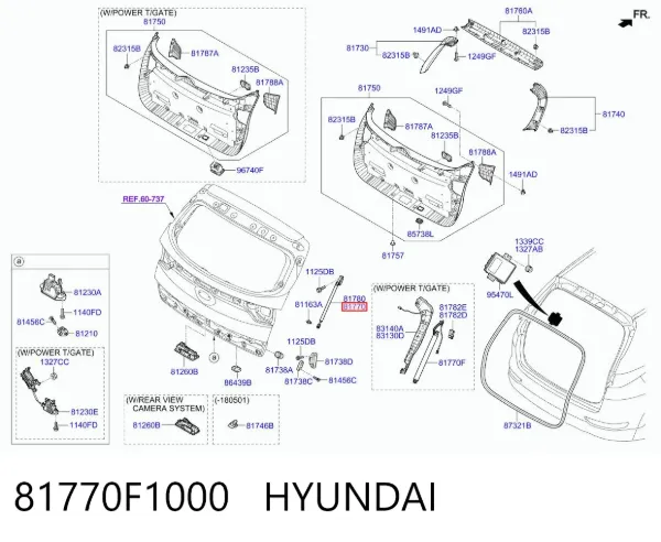 Amortyzator klapy bagażnika (3/5 drzwi-tylnych) 81770F1000 Hyundai/Kia
