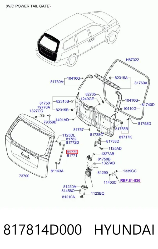 Amortyzator klapy bagażnika (3/5 drzwi-tylnych) KIA Carnival III