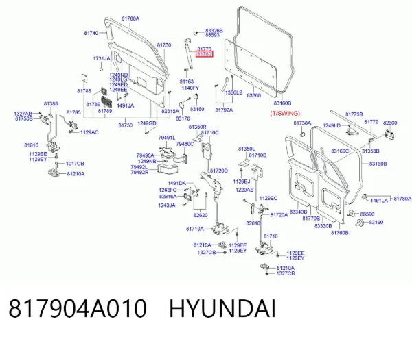 Amortyzator klapy bagażnika (3/5 drzwi-tylnych) 817904A010 Hyundai/Kia