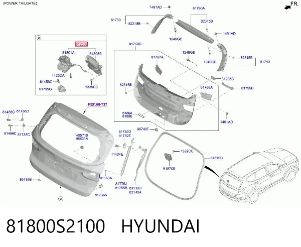Zamek klapy bagażnika (3/5 drzwi tylnych) Hyundai Santa Fe IV