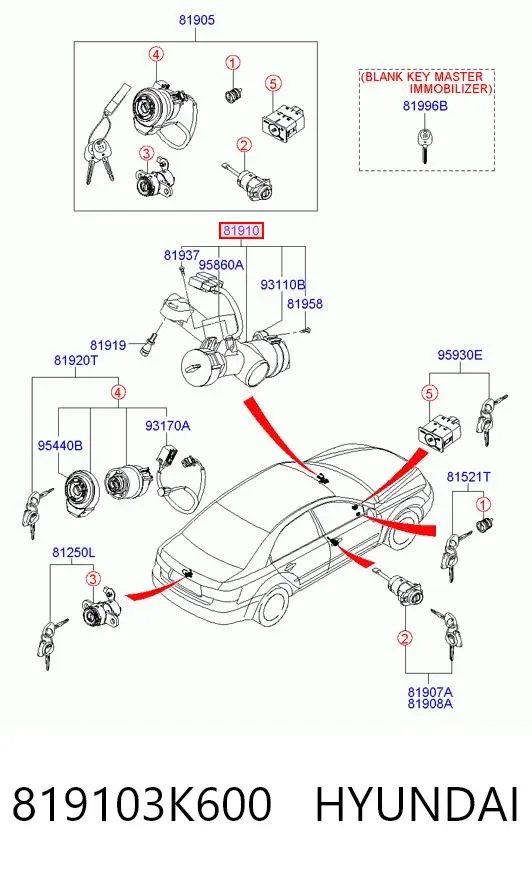 Stacyjka zapłonowa 819103K600 Hyundai/Kia