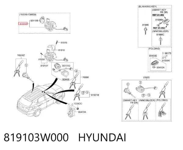 Stacyjka zapłonowa 819103W000 Hyundai/Kia