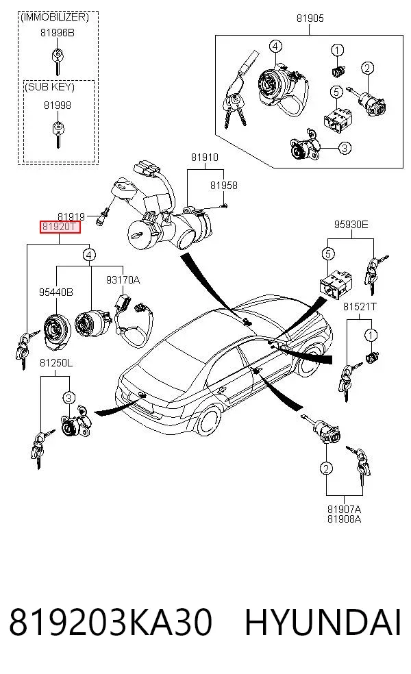 Stacyjka zapłonowa 819203KA30 Hyundai/Kia