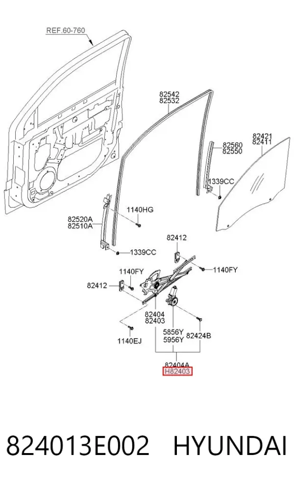Mechanizm podnoszenia szyby drzwi przednich lewych KIA Sorento I