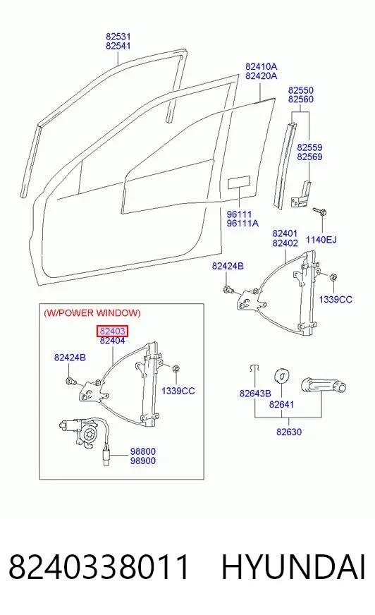 Mechanizm podnoszenia szyby drzwi przednich lewych Hyundai Sonata IV