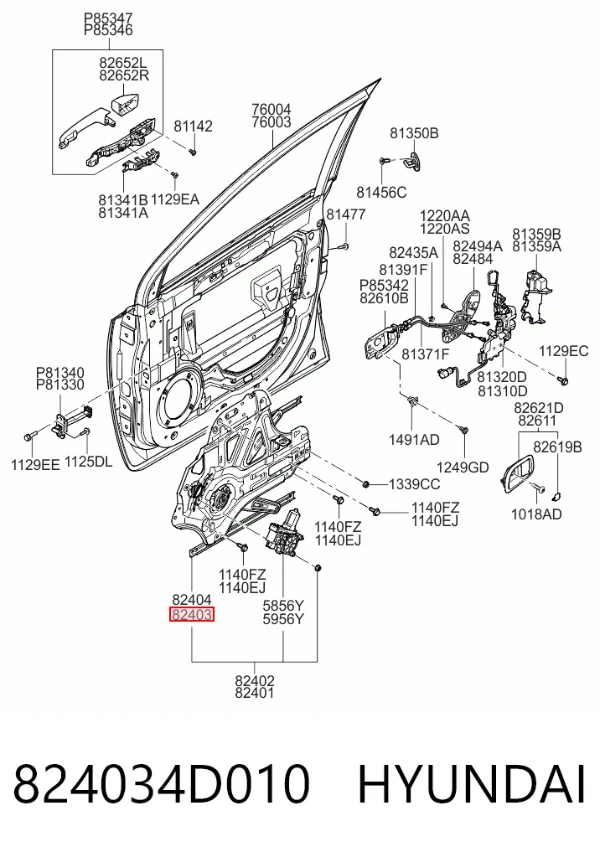 Mechanizm podnoszenia szyby drzwi przednich lewych KIA Carnival III