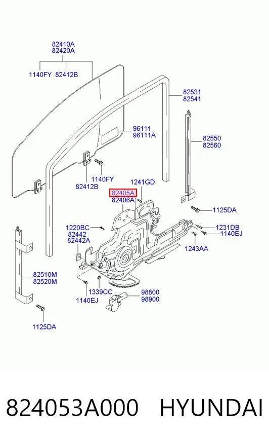 Mechanizm podnoszenia szyby drzwi przednich lewych Hyundai Trajet FO