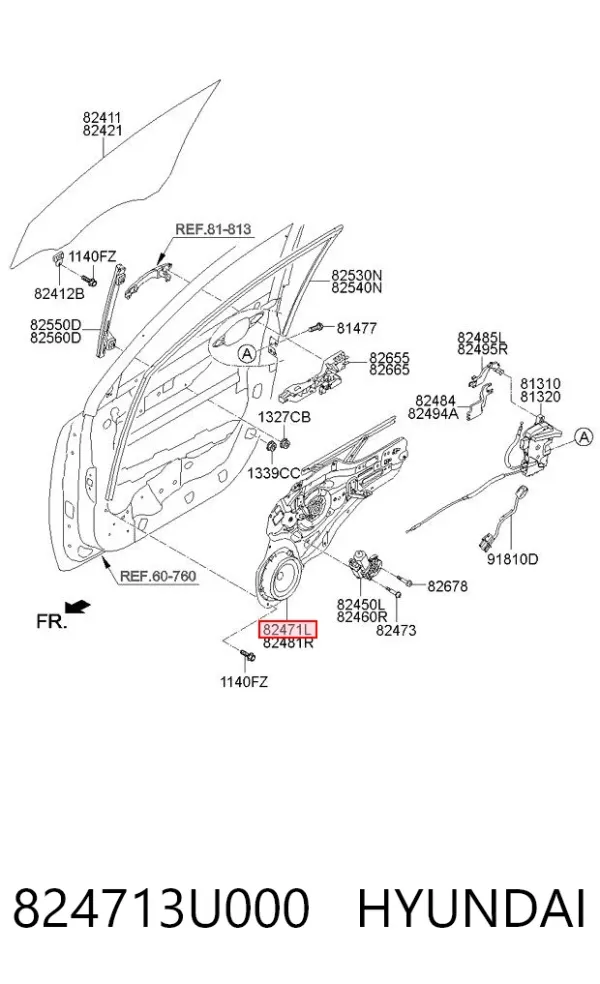 Mechanizm podnoszenia szyby drzwi przednich lewych KIA Sportage III