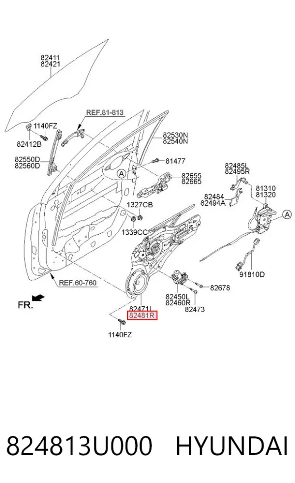 Mechanizm podnoszenia szyby drzwi przednich prawych KIA Sportage III