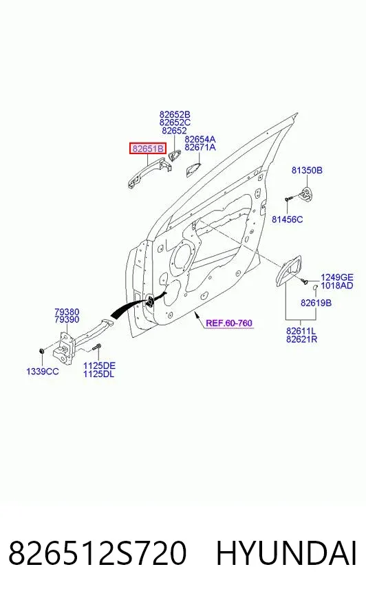 Klamka drzwi przednich zewnętrzna 826512S720 Hyundai/Kia