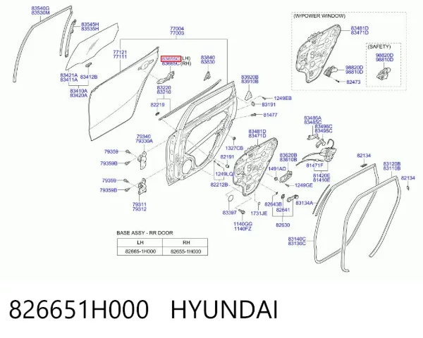 Pałąk zewnętrznej klamki drzwi prawych 826651H000 Hyundai/Kia