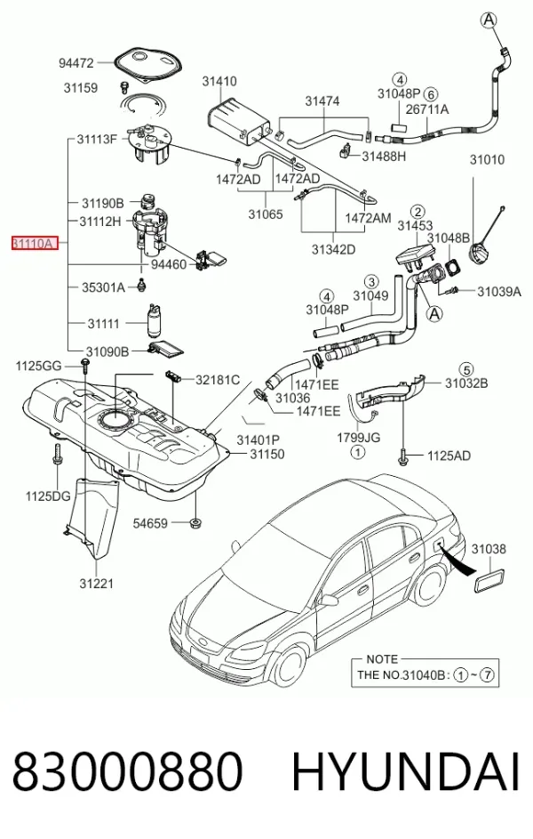 Moduł pompy paliwowej z czujnikiem poziomu paliwa 83000880 Hyundai/Kia