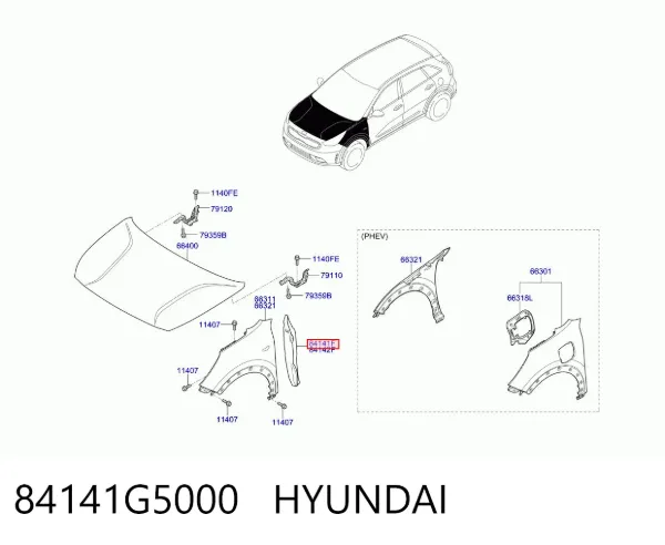 Uszczelniacz błotnika 84141G5000 Hyundai/Kia