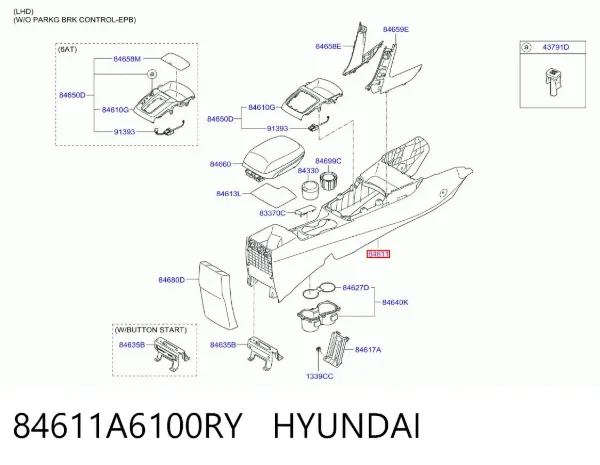 Konsola panelu sterowania centralna 84611A6100RY Hyundai/Kia