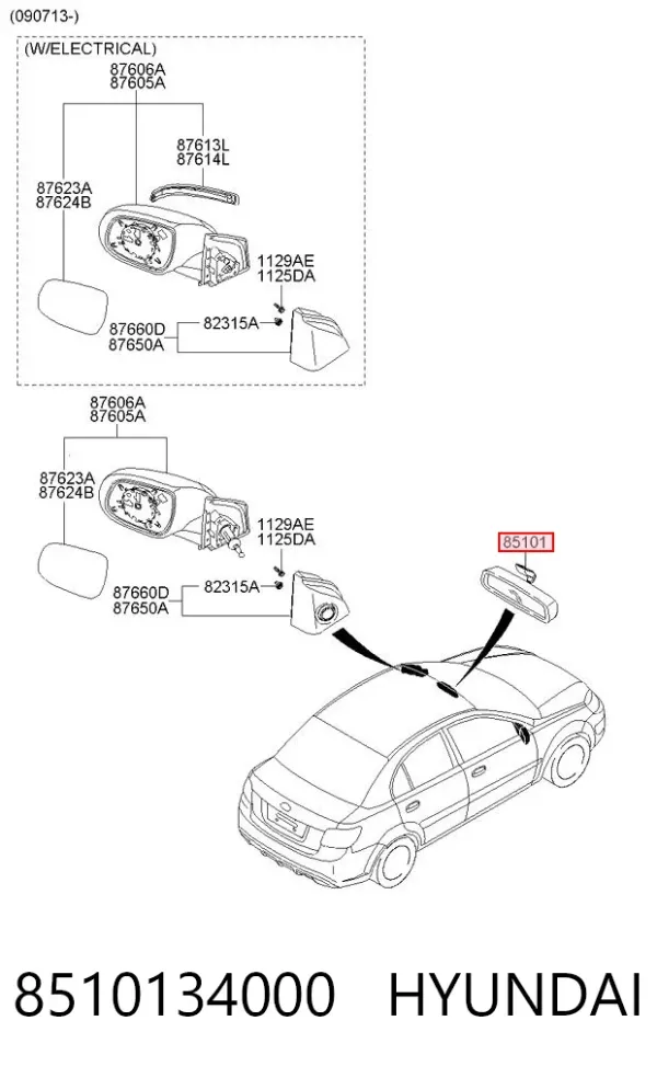 Lusterko wewnętrzne Hyundai Matrix FC