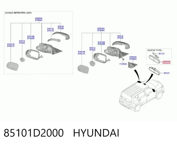 Lusterko wewnętrzne Hyundai KONA OS
