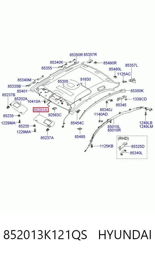 Osłona przeciwsłoneczna 852013K121QS Hyundai/Kia
