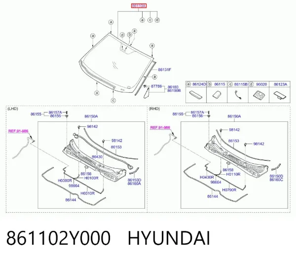 Szyba przednia 861102Y000 Hyundai/Kia