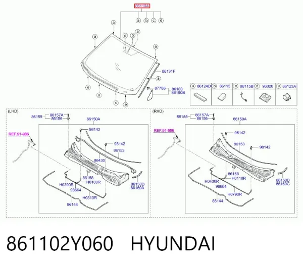 Szyba przednia 861102Y060 Hyundai/Kia