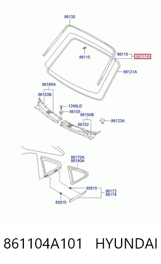 Szyba przednia 861104A101 Hyundai/Kia