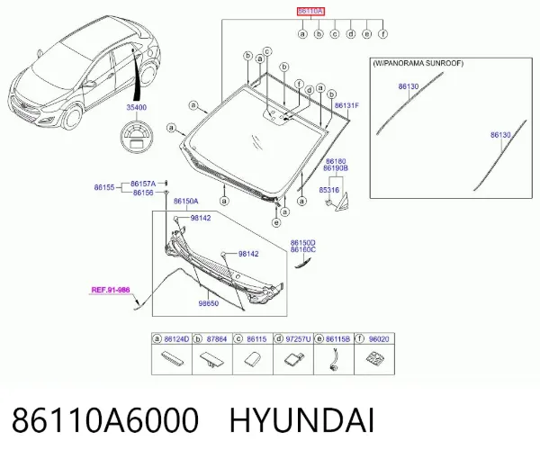Szyba przednia 86110A6000 Hyundai/Kia