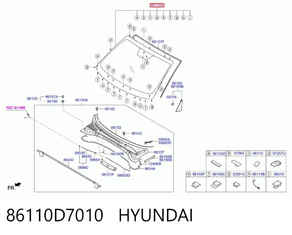 Szyba przednia 86110D7010 Hyundai/Kia